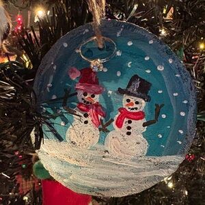Cute Snowman Couples Ornament (removable Ring)